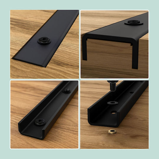 Relaxdays Set 3 Suporturi Pentru Masă C-Canal Aurii Negre 2x4x90 Cm