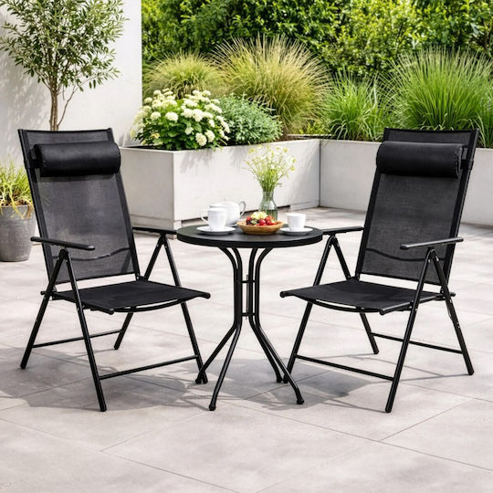 Scaun De Plajă Gri 54x66x107cm Set 2 Bucăți