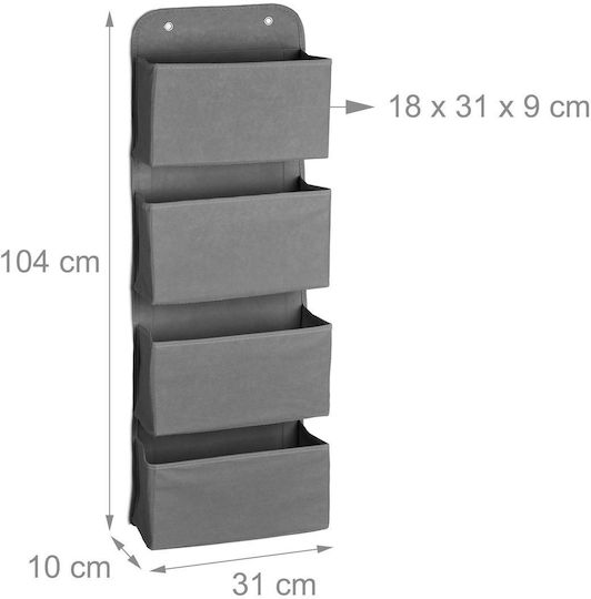 Relaxdays Wall Organizer 4 Compartments Gray 104x31x10 Cm