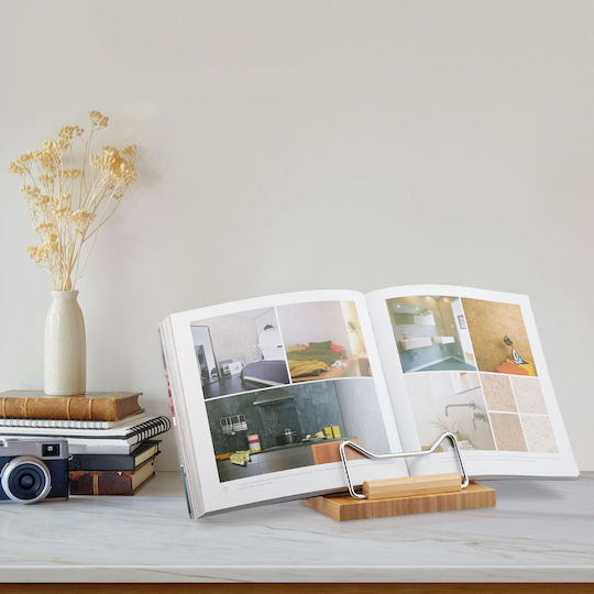 Relaxdays Reading Stand Bamboo Adjustable Natural 20.5x19.5x28.5 Cm