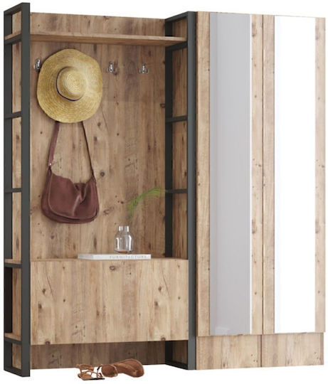 Mobilier Hol cu Oglindă și Suport pentru Pantofi Maro 40x90x180cm