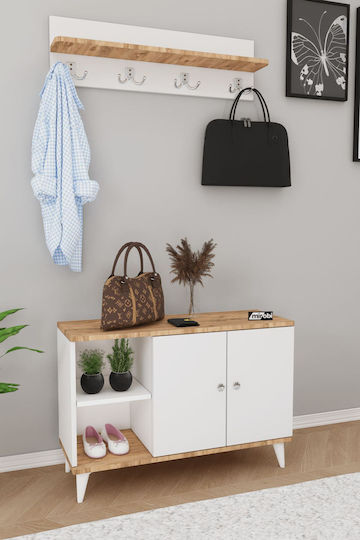 Mobilier Hol cu Suport pentru Haine Suport pentru Pantofi și Dulap Lemn Sintetic 89x64x64cm