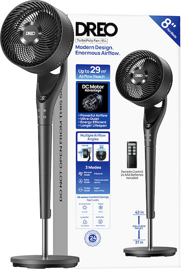 Dreo TurboPoly Pedestal Fan 36W Black