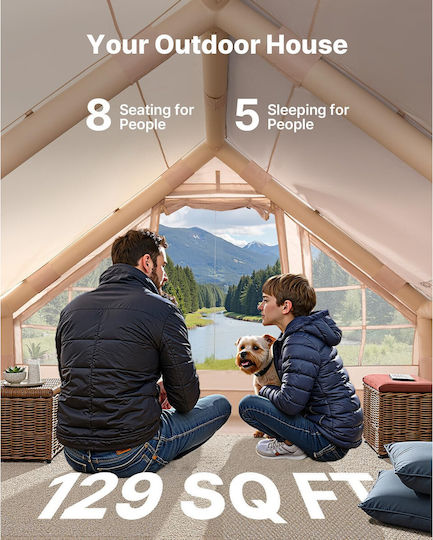 Cort De Camping Gonflabil 4 Anotimpuri Pentru 8 Persoane 400x300x200cm