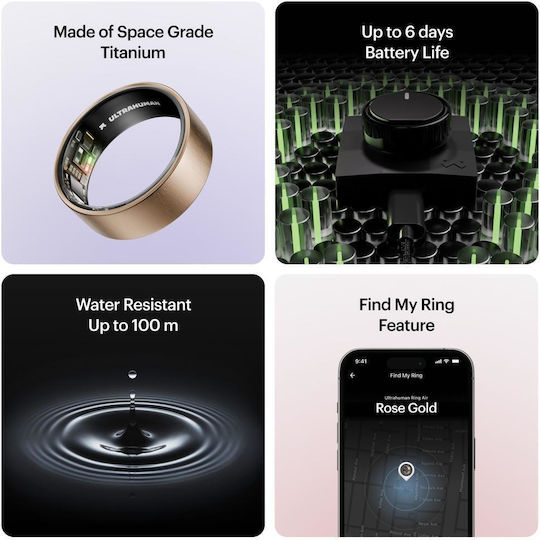 Ultrahuman Air Smart Ring 18.8mm Waterproof with Heart Rate Monitor Rose Gold