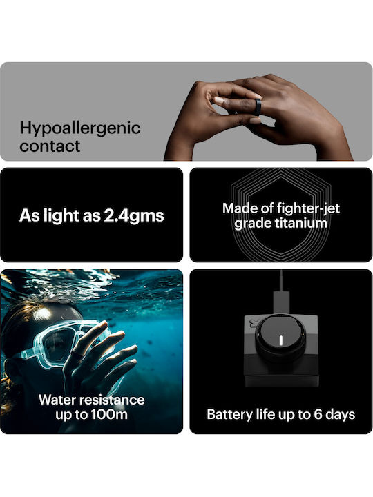 Ultrahuman Air Intelligente Ring 19,9mm Wasserdicht mit Herzfrequenzsensor Mattes Grau
