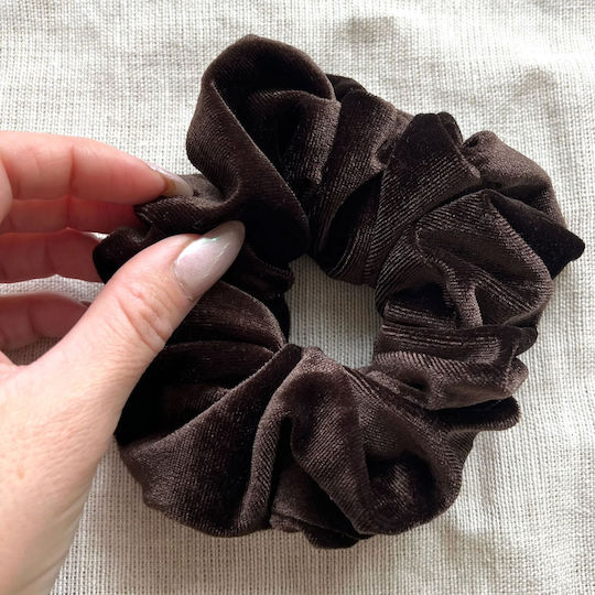Scrunchie Maxi Pentru Păr Din Catifea Uni Casual Maro