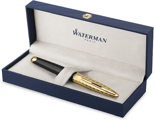 Waterman Carene Πένα Γραφής Stub Μαύρη από Ορείχαλκο με Μαύρο Μελάνι
