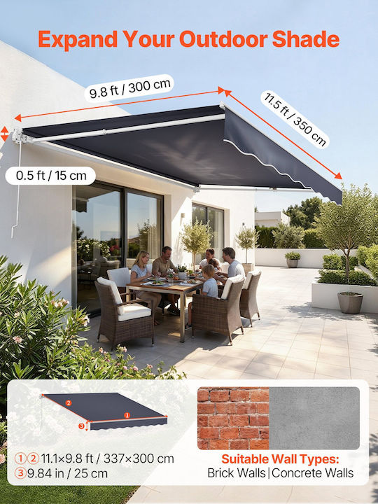Vevor Terrace Tent with LEDs Gray 3.5x3m