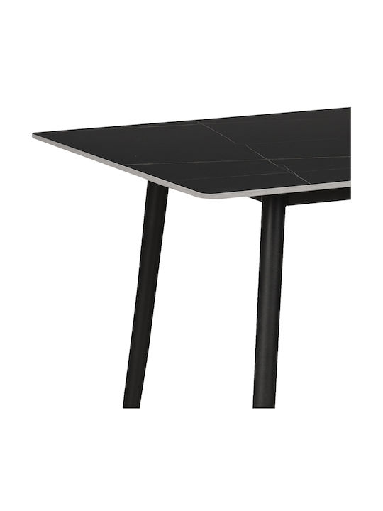 Gustas Dining Table with Marble Surface Black 120x80x76cm