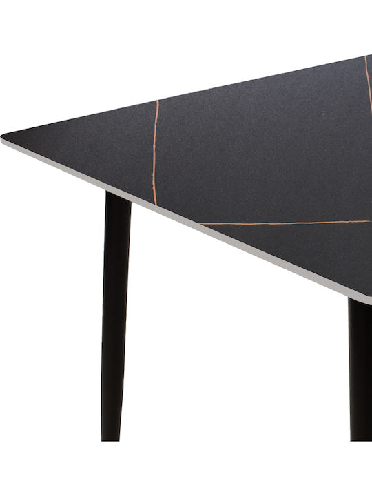 Gustas Esszimmer- und Küchentisch mit Marmor Oberflächenmaterial Schwarz 140x80x76cm