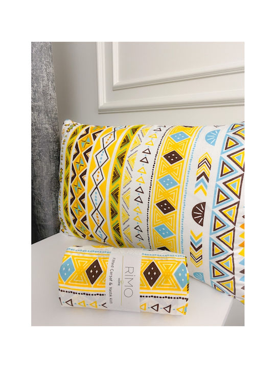 SteweHome Σετ Σεντόνια King Size με Λάστιχο 180x200εκ. Κίτρινο (4τμχ)