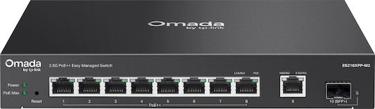 TP-LINK Omada ES210XPP-M2 Verwalteter L2 Power over Ethernet++ Schalter mit 8 Ethernet-Ports und 1 SFP-Port