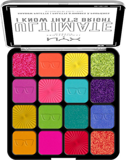 NYX Professional Makeup Ultimate Shadow Palette I Know That's Bright Palette with Eye Shadows in Pressed Powder Form