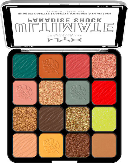 NYX Professional Makeup UP Ultimate Shadow Palette Paradise Shock Palette With Eye Shadows In Pressed Powder Form