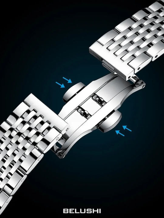 Men's Watch 41mm Battery with Silver Metal Bracelet