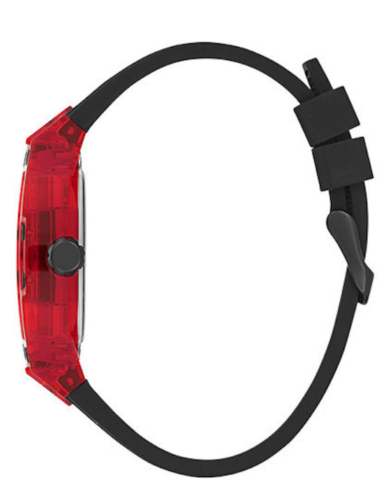 Guess Phoenix Men's Watch 42mm Battery with Black Rubber Strap