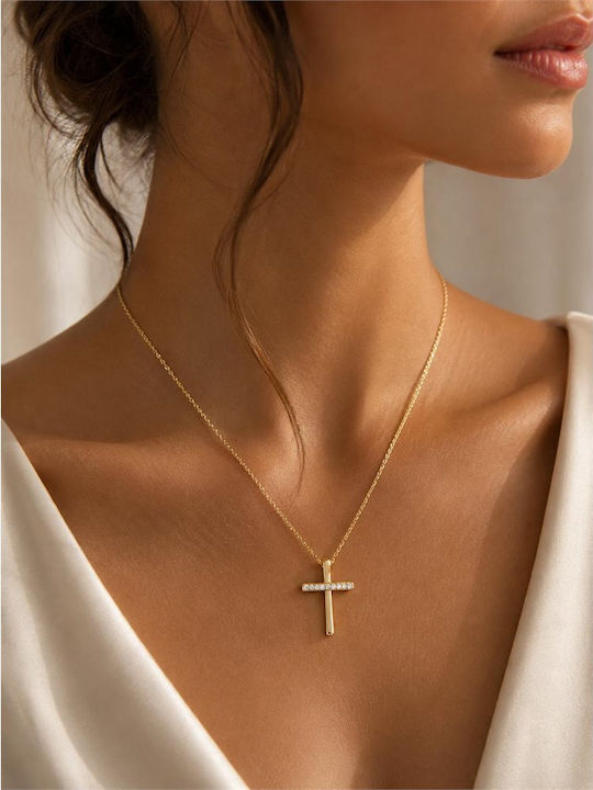 Paraxenies Kreuz aus Vergoldetem Silber mit Kette