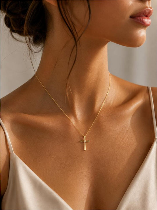 Paraxenies Kreuz aus Vergoldetem Silber mit Kette