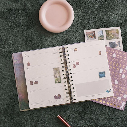 Premium Academic Weekly Diary 2026/2027 17 Months 16.5x20cm Idole Monet By Kokonote