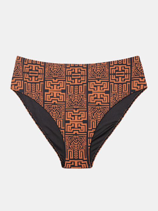 Bikini Inferioare Plus Size Totem Print Slip Maro