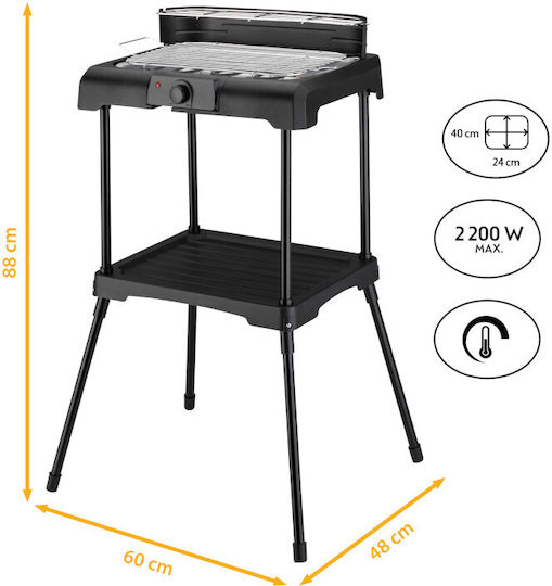 First Austria First Austria Floor Electric Grill with Grate 2000W with Adjustable Thermostat 45x22cm