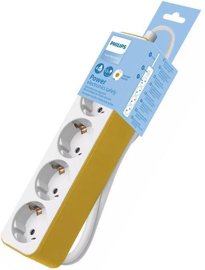 Philips Πολύπριζο 4 Θέσεων με Διακόπτη και Καλώδιο 1.5m Κίτρινο