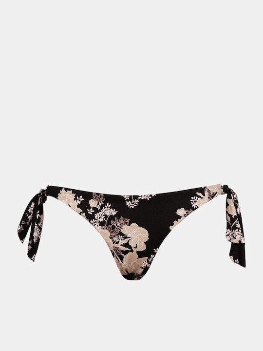 Peony Print Bikini Brazil με Κορδονάκια Πολύχρωμο