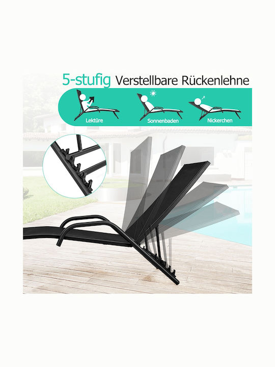 Garten- Und Pool- Liegestuhl Metallisch Schwarz 2 Stück