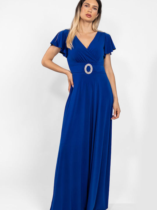 Summer Maxi Dress for Wedding - Christening Blue Roux