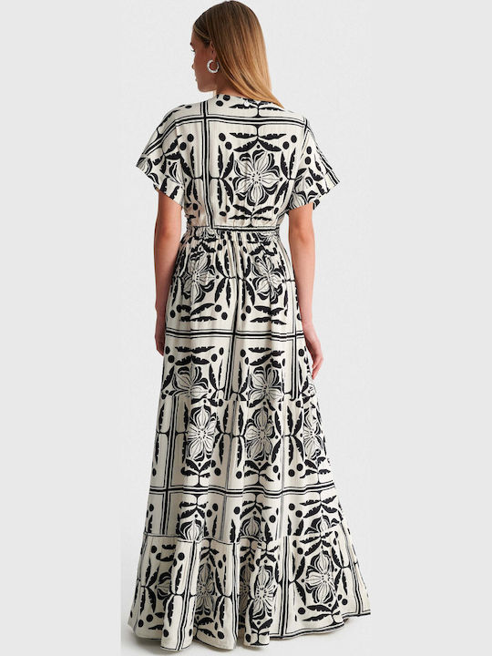 Sommer Midi Damenkleid Wickel Weiß