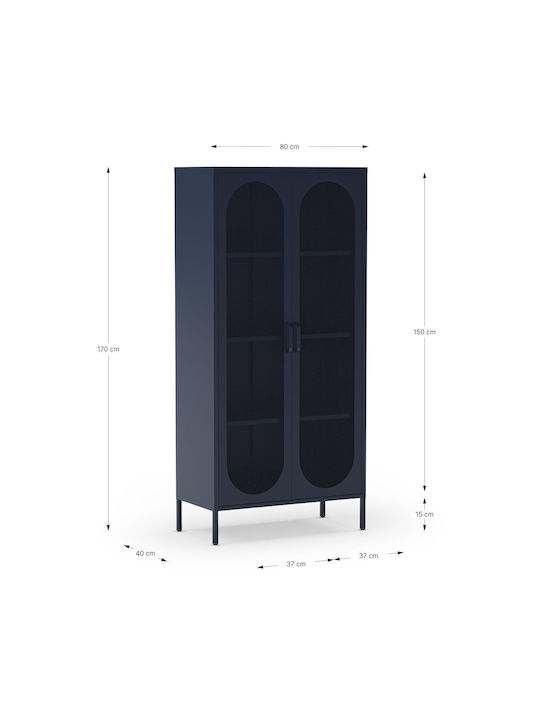 Metal Office Cabinet Diora Blue 40x80x170cm