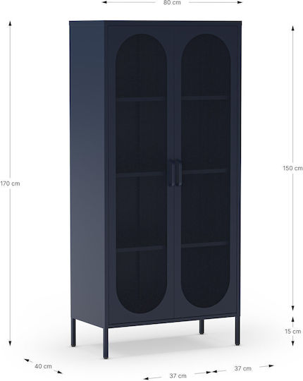Office Storage Cabinet Diora Metal Blue 40x80x170cm