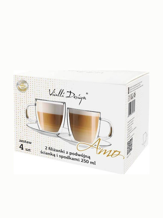 Vialli Design Комплект Чаши За Кафе От Порцелан Бели 250ml 2 Броя