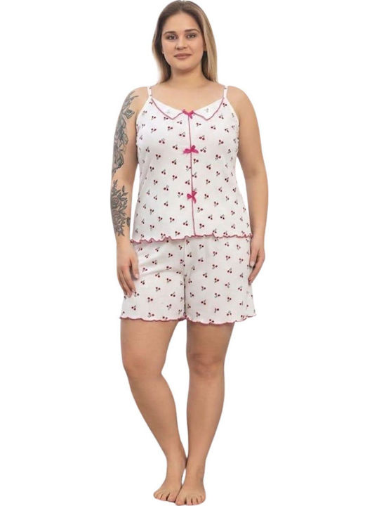 Asel Summer Women's Pajama Kit White and Red