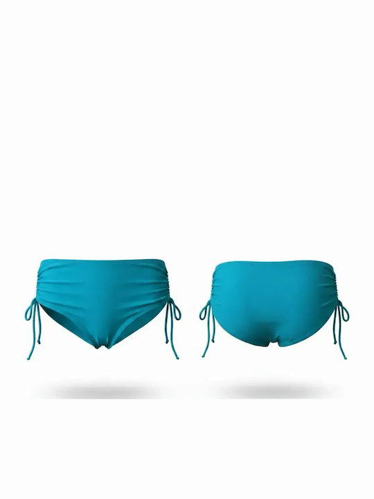 Bikini Inferioare Slip Talie Înaltă Cu Dantelă Turcoaz