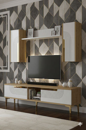 Σύνθετο Σαλονιού Λευκό Χρυσό Μ150xΒ30xΥ41εκ.