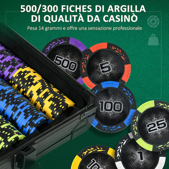 Sportnow Σετ 500 Μάρκες Poker 14gr σε Βαλίτσα με 5 Τράπουλες