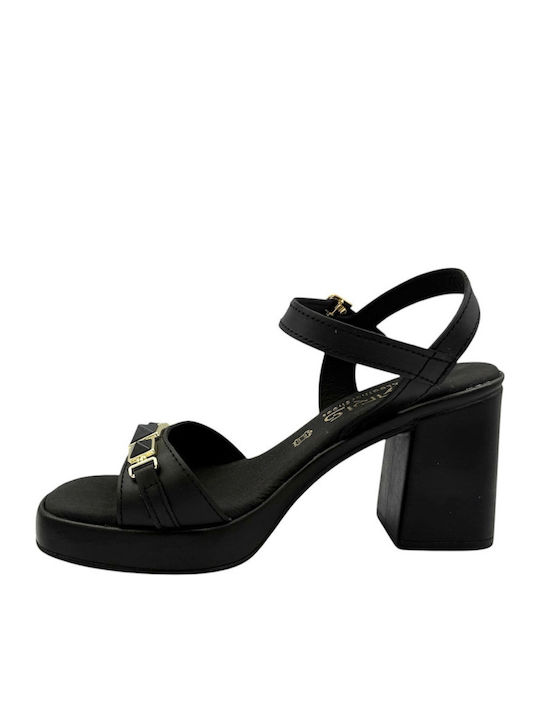 Damen Sandalen Aus Leder Schwarz