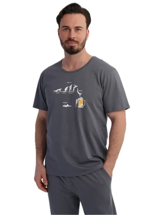 Vienetta Secret Summer Men's Cotton Pyjamas Grey