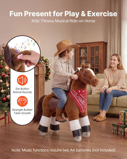 Vevor Wooden Rocking Horse Toy with Sounds & Wheels for Weight up to 50kg