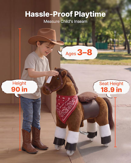 Vevor Wooden Rocking Horse Toy with Sounds & Wheels for Weight up to 50kg