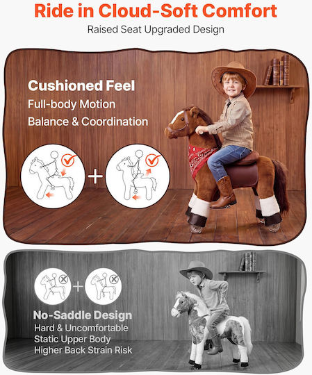 Vevor Wooden Rocking Horse Toy with Sounds & Wheels for Weight up to 50kg