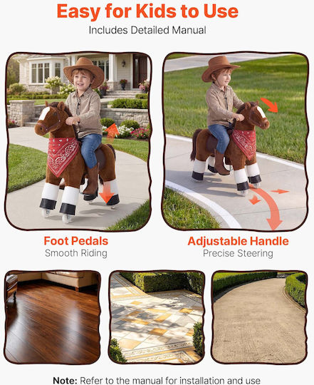 Vevor Wooden Rocking Horse Toy with Sounds & Wheels for Weight up to 50kg