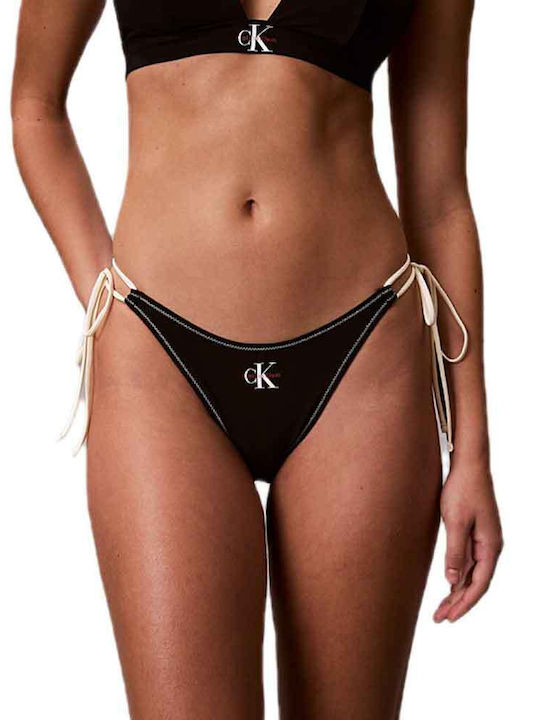 Bikini Slip with Laces Black