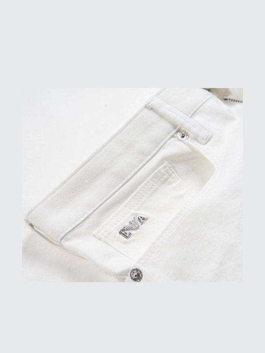 Men's Elastic Jeans Pants With Slim Fit White