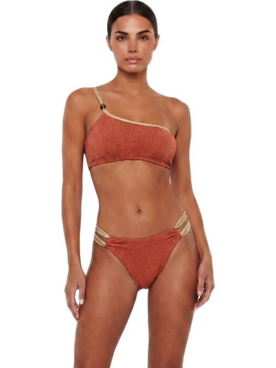 Bikini One Shoulder B Cup With Padding Gold
