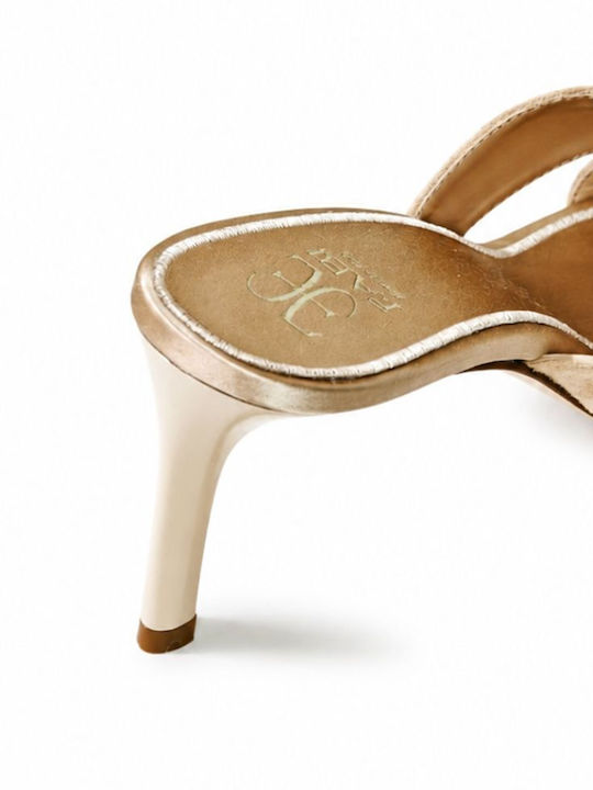 Suede Mules με Ψηλό Τακούνι σε Μπεζ Χρώμα
