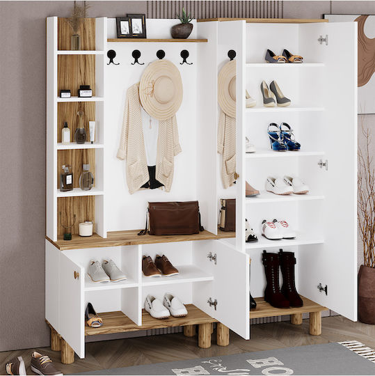 Mobilier Hol cu Oglindă și Suport pentru Pantofi Lemn Sintetic 160x35.3x185cm