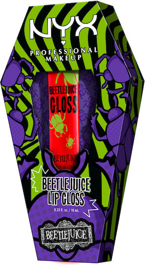 Nyx Professional Makeup Beetlejuice Luciu de Buze Hidratare & Strălucire Pe Buze Finisaj Transparent 10ml Pomegranate Clout